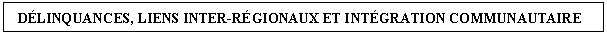 Cuadro de texto:  DÉLINQUANCES, LIENS INTER-RÉGIONAUX ET INTÉGRATION COMMUNAUTAIRE